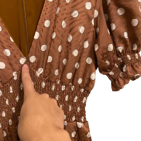 Slate and Willow Jumpsuit Sketched Polka Dot Brown White Size 2 - Picture 12 of 15